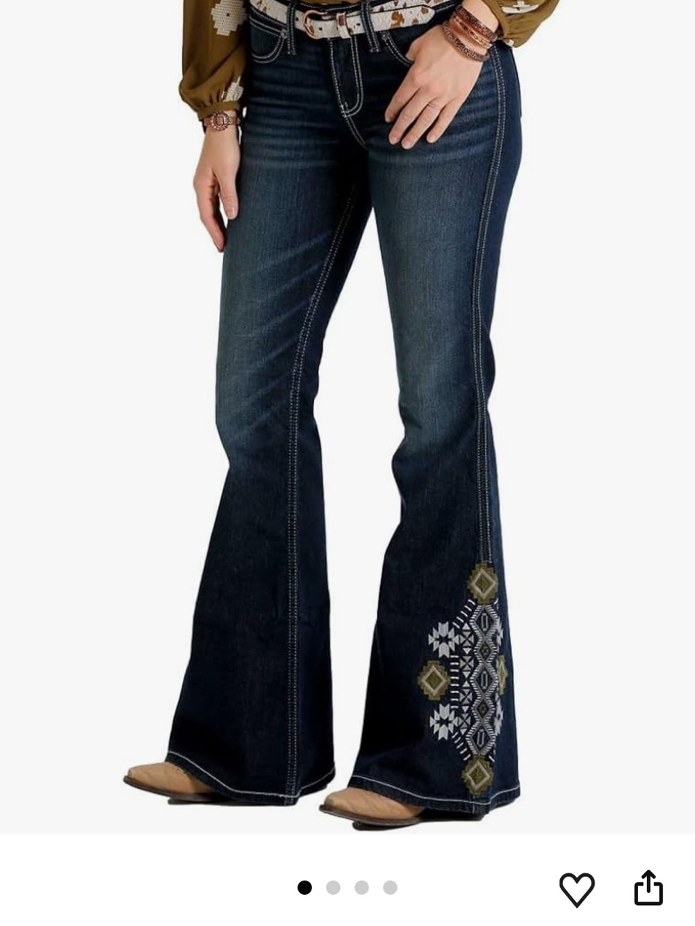 Cruel Denim HANNAH Women's Dark Blue Western Embroidered Flare Jeans Size 25